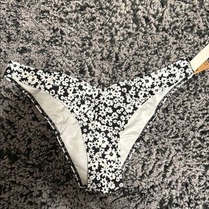 Floral Black and White Bikini Bottom
